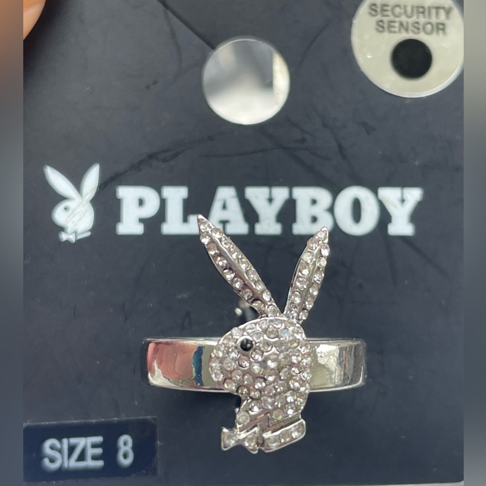 NWT! Playboy Bling Rhinestone Crystal Ring Size 8.